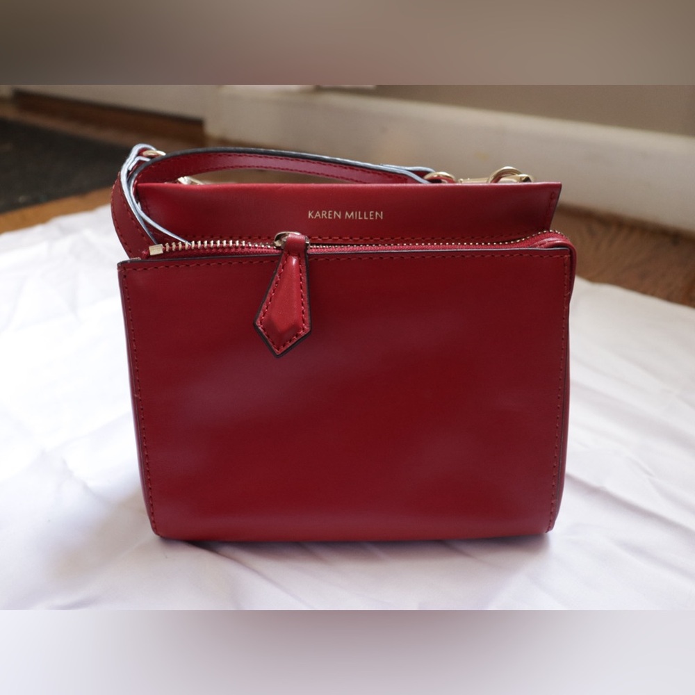 NWOT Karen Millen Classic Red Leather Crossbody Mini Bag